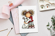 Whimsical Hugging Girl and Dog PNG, a Seasonal Illustration by Canvas Craft (Thumbnail 8 of 10)