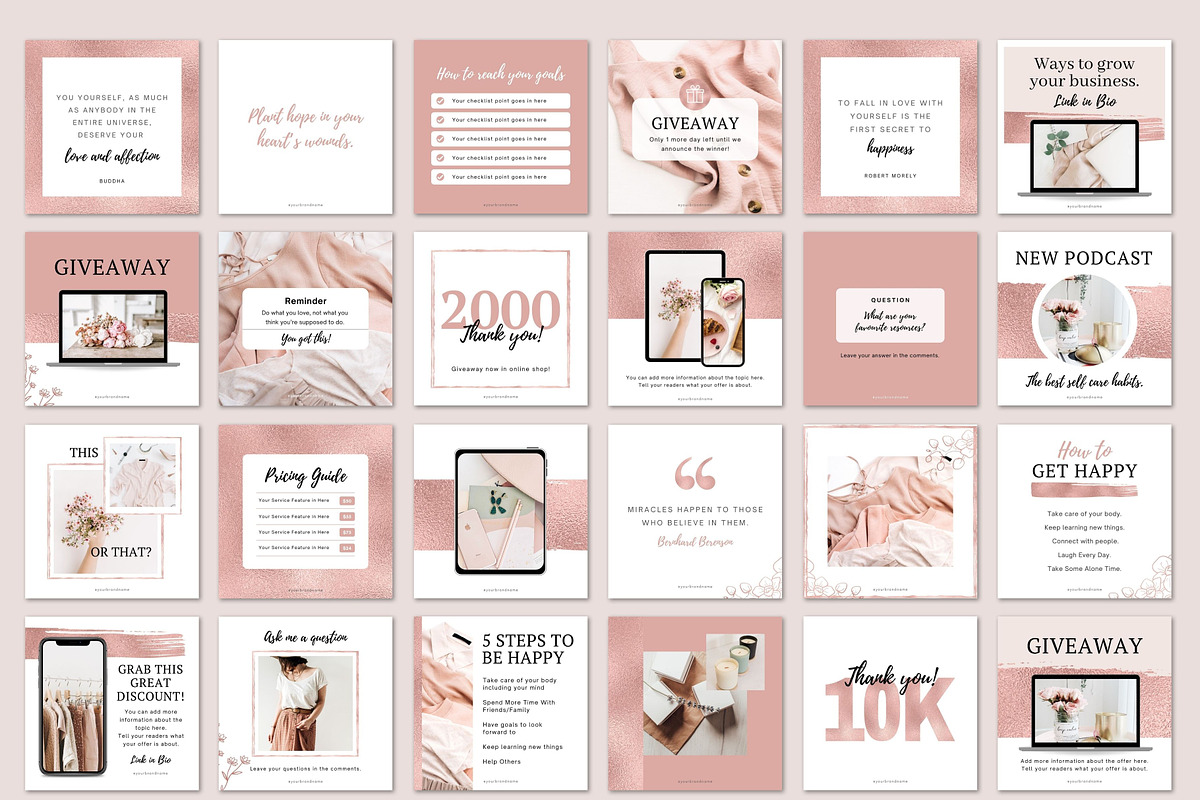 Rose Gold Instagram Templates Canva, a Social Media Template by DeeBeeDesign (Photo 9 of 10)