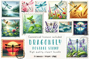 Dragonfly Postage Stamps Clipart, an Illustration by CreationArt (Thumbnail 1 of 5)