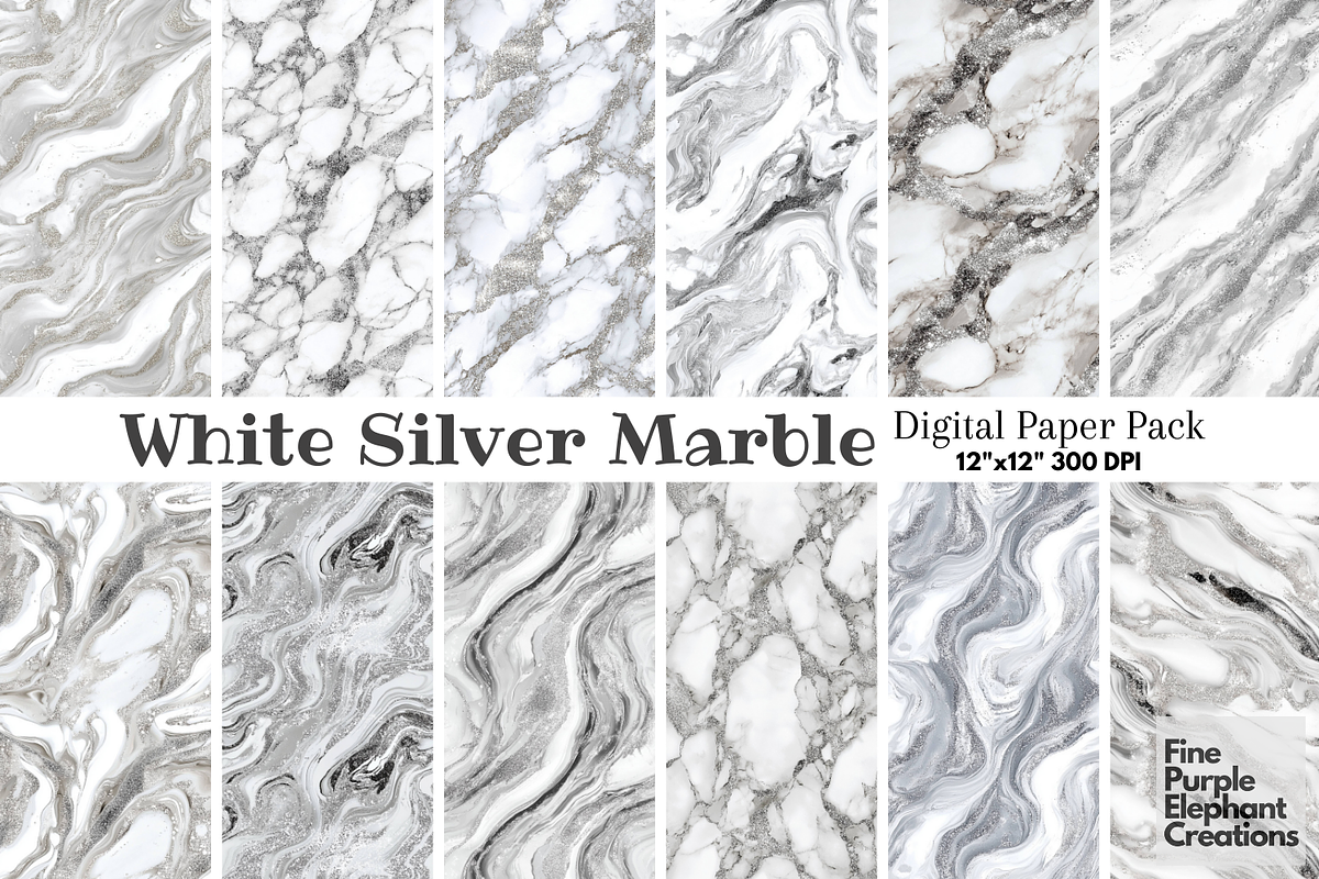 White Silver Marble Texture Granite, a Pattern Graphic by Fine Purple Elephant (Photo 1 of 5)