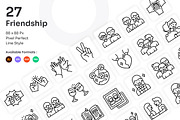 Friendship Icons Set - Line, an Outline Icon by Kmg Design (Thumbnail 1 of 2)