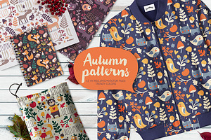 Set Of 12 Seamless Autumn Patterns