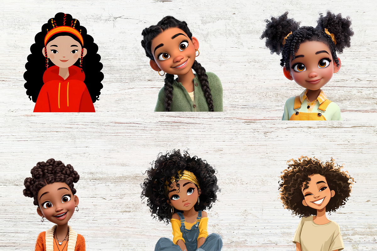Cute Little Black Girls Illustration, a Person Illustration by LA Design (Photo 4 of 9)
