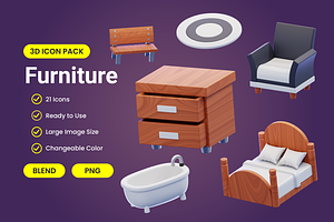 Furniture 3D Icon Pack, a Furniture 3D Model by Bartama Graphic