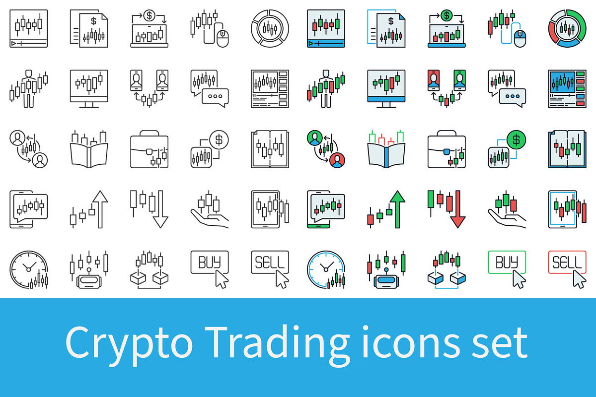 Cryptocurrency Trading icons set, an Icon by VenomousVector