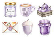 Watercolor Lavender Fall Clipart, an Illustration by Daily.Designs (Thumbnail 2 of 5)