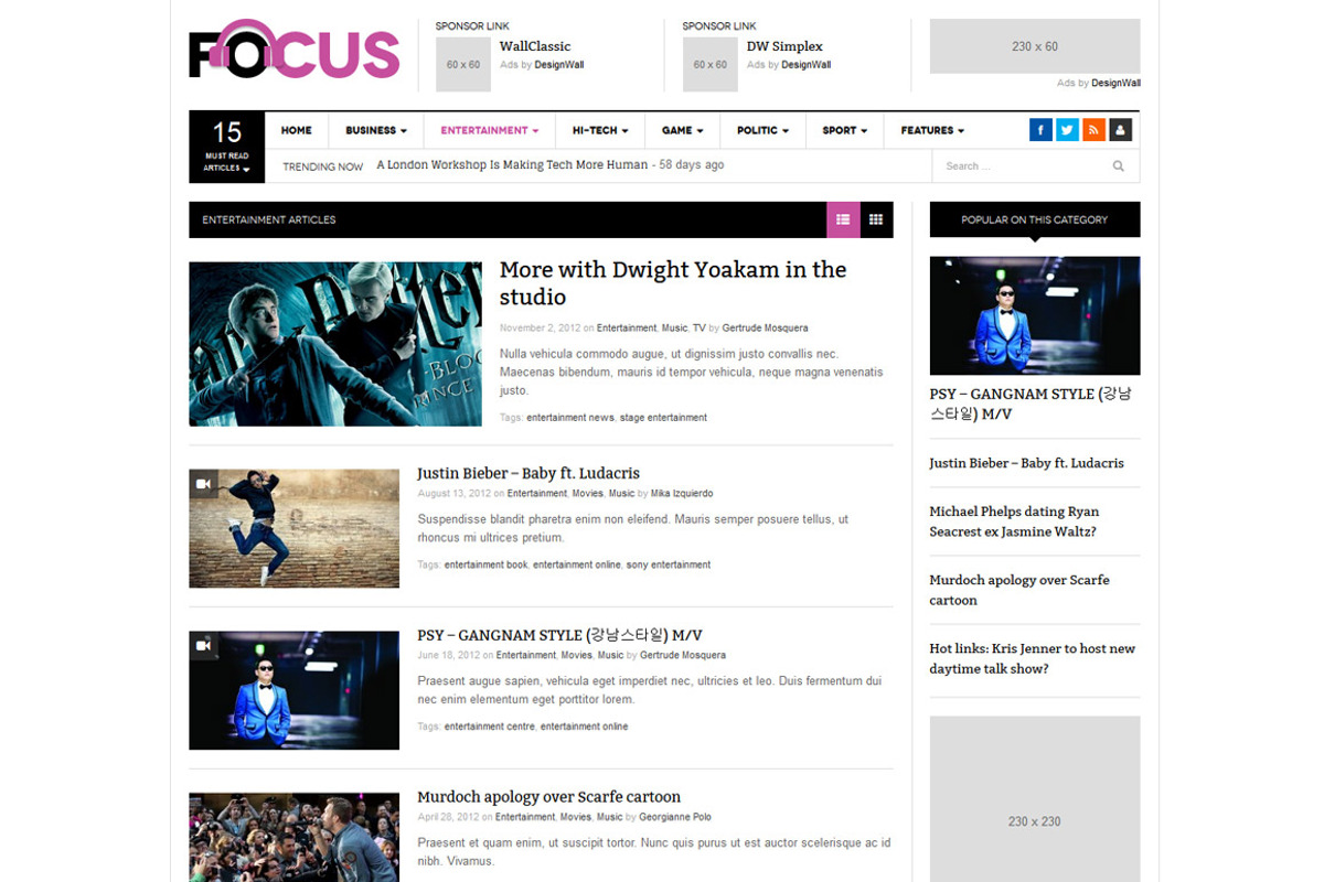 EMOFocus - Responsive WordPress News, a WordPress Template by DesignWall (Photo 3 of 5)
