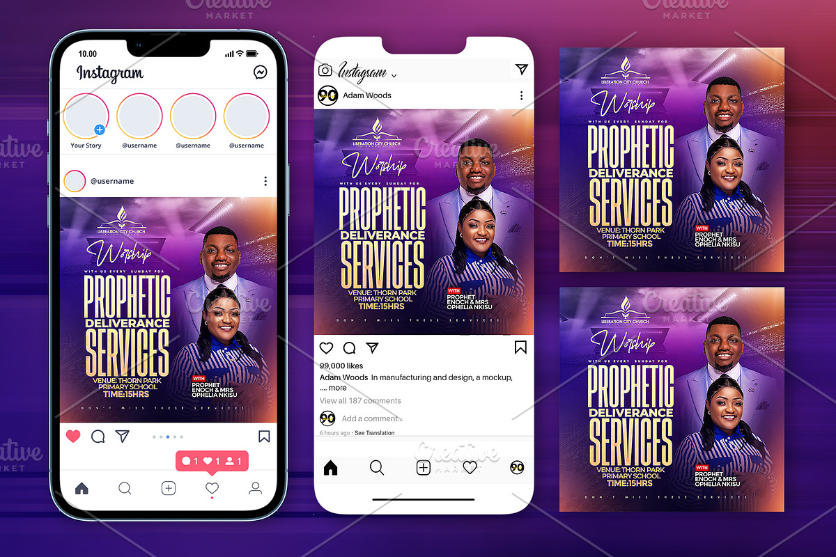 Prophetic Deliverance Church Flyer T, a Social Media Template by church flyer templates (Photo 5 of 9)