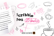 20 Scribble ink pen brushes, a Brush Add-On by Bielousova Art (Thumbnail 1 of 5)
