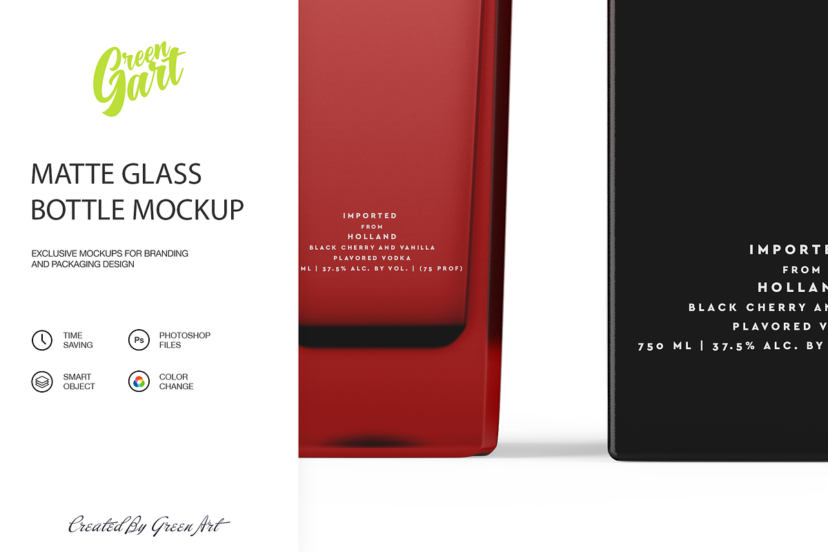 2 PSD Matte Vodka Botle Mockup, a Product Mockup by Green Art (Photo 5 of 7)