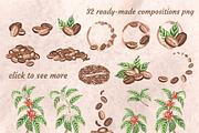 Coffee watercolor clip art set, a Food Illustration by susie-p-art (Thumbnail 3 of 15)