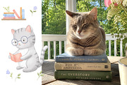 Reading Animals Watercolor Clipart, an Animal Illustration by ElenaPlatovaArt (Thumbnail 5 of 22)