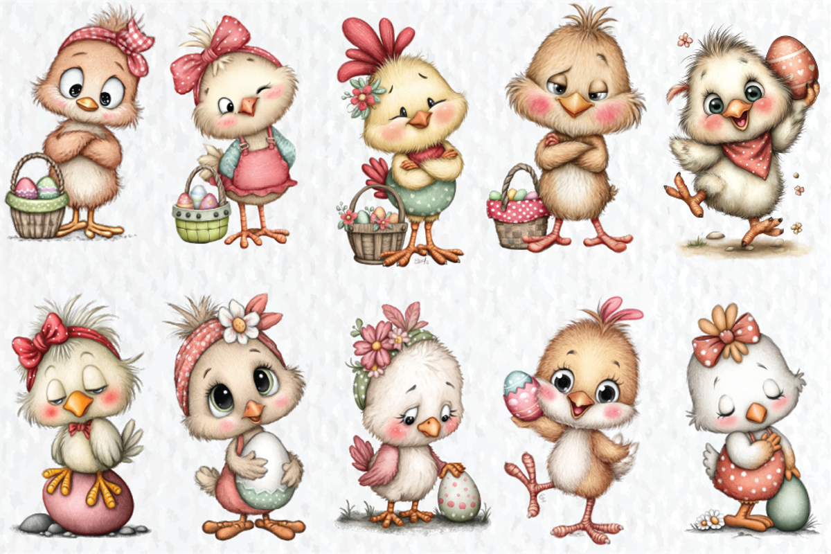 Whimsical Easter Chick Clipart, a Seasonal Illustration by HueNestify (Photo 2 of 3)