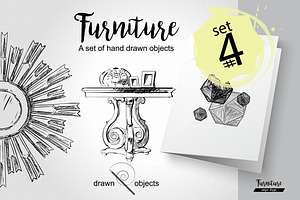 Furniture Hand drawn Vector set#4