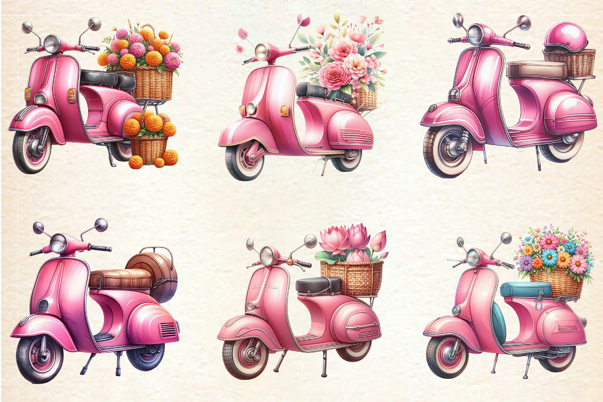 Pink Scooter Clipart, an Illustration by DreamArtGraphic (Photo 6 of 6)