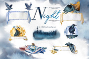 Hand-Painted Night Clipart Set, an Animal Illustration by ArtCreationsDesign (Thumbnail 23 of 29)