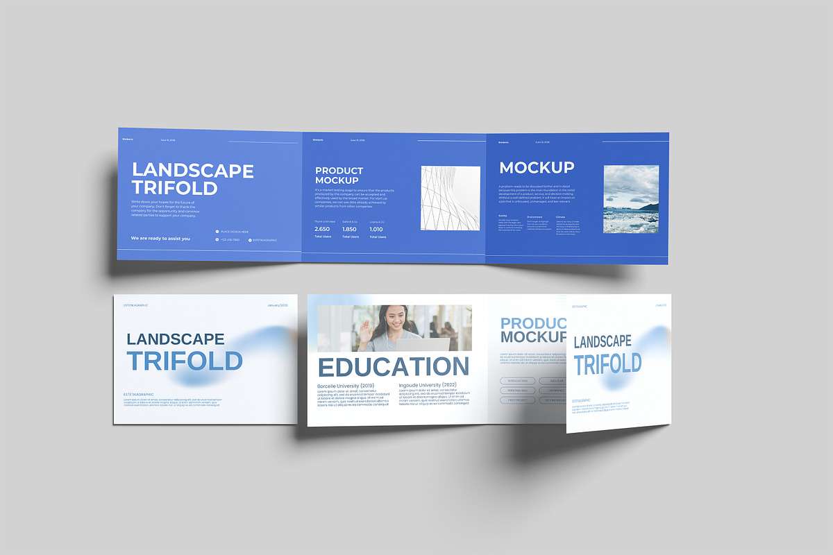 Landscape Trifold Mockup, an Advertising Mockup by Afif_studio (Photo 2 of 5)