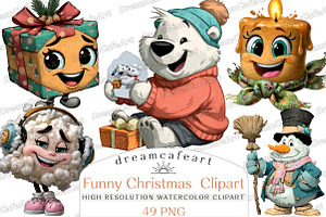 Funny Christmas  Clipart, an Illustration by DreamCafeArt