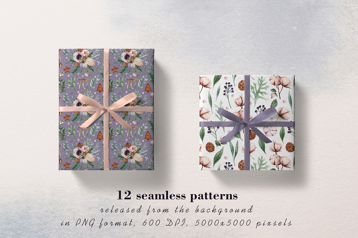 Winter flowers watercolor clipart, a Decorative Illustration by a_ptichkina (Photo 6 of 8)