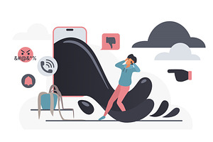 Cyberbullying stress concept, a Technology Illustration by Lemberg Vector