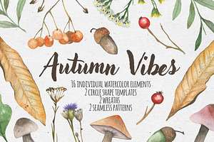 Autumn vibes. Watercolor set