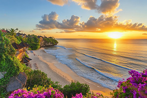 Stunning sunset view over Kuta beach, a Photo by Iftikhar Alam