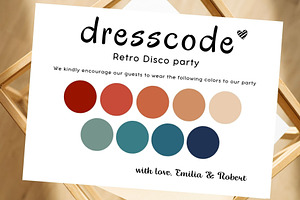 Disco Retro Party Dresscode Card