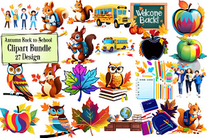 Autumn Back to School Clipart, an Illustration by Wow Magic