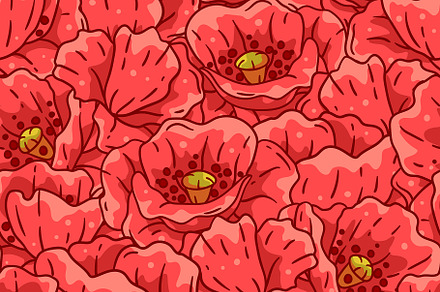 Pattern with poppies flowers., a Seasonal Illustration by incomible