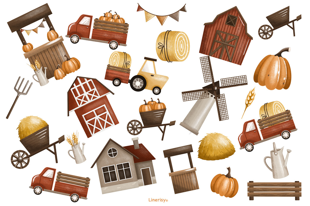Autumn farm-kids collection, a Seasonal Illustration by Linerisyart (Photo 5 of 23)