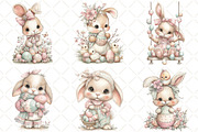 Watercolor Easter Bunny Clipart, an Illustration by Black Bird Studio (Thumbnail 4 of 5)