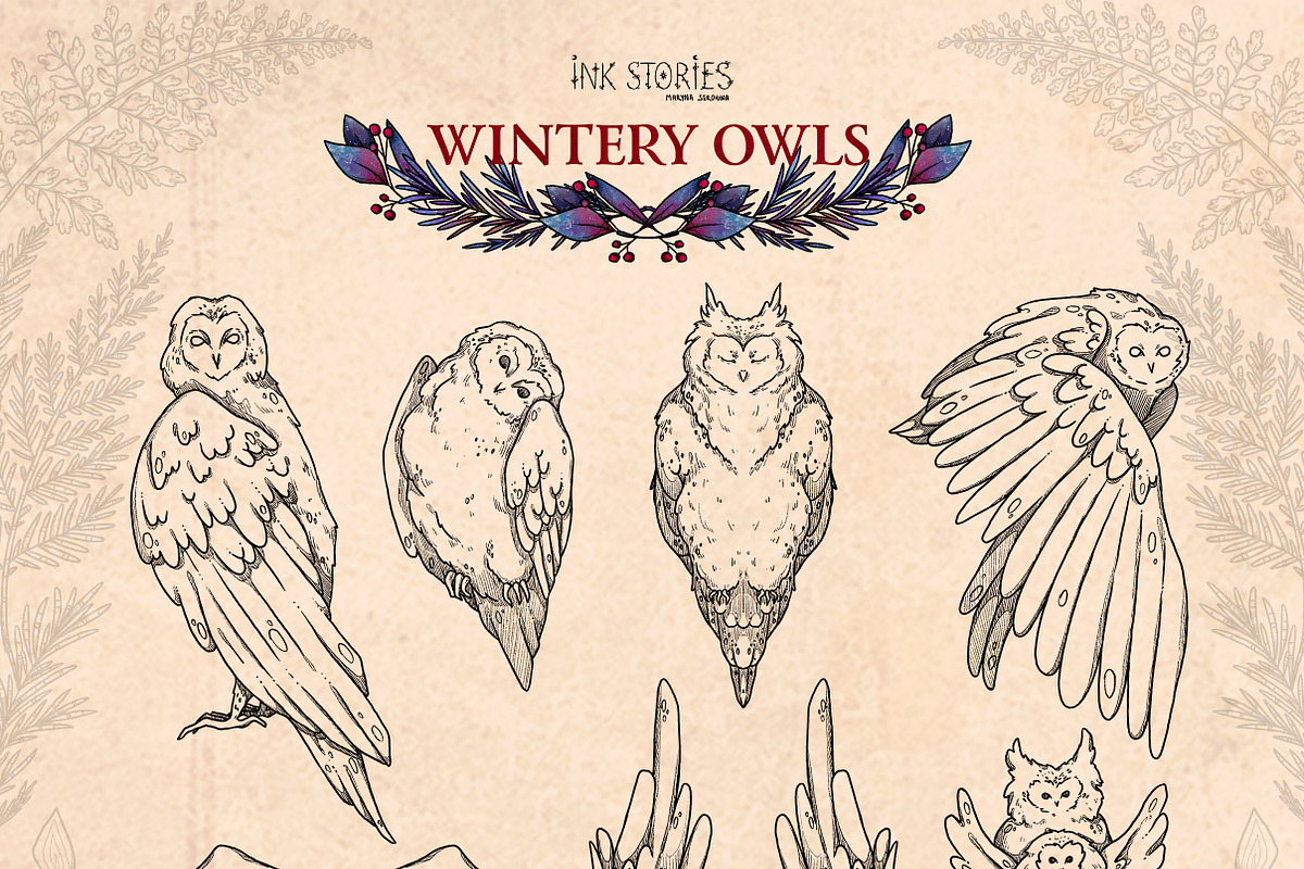 Wintery Owls, an Animal Illustration by Ink Stories (Photo 5 of 26)
