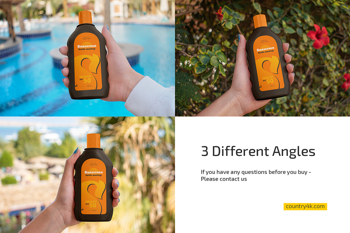 Sunscreen Bottle Mockup Set, a Packaging Mockup by Country4k (Photo 4 of 4)