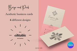Beige and Pink Business Cards