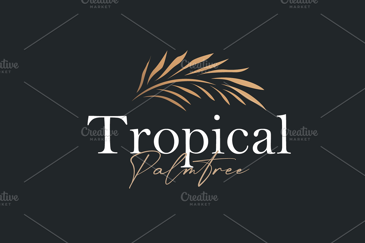 Palm leaf logo black silhouette, a Branding & Logo Template by Maylianaw28