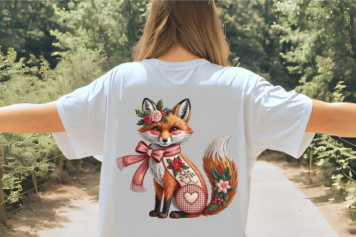 Faux Embroidery Christmas Fox with S, an Illustration by CrexoraLab (Photo 5 of 6)