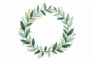 Watercolor Green Leaf Wreath Vector, an Illustration by hafijul (Thumbnail 6 of 12)