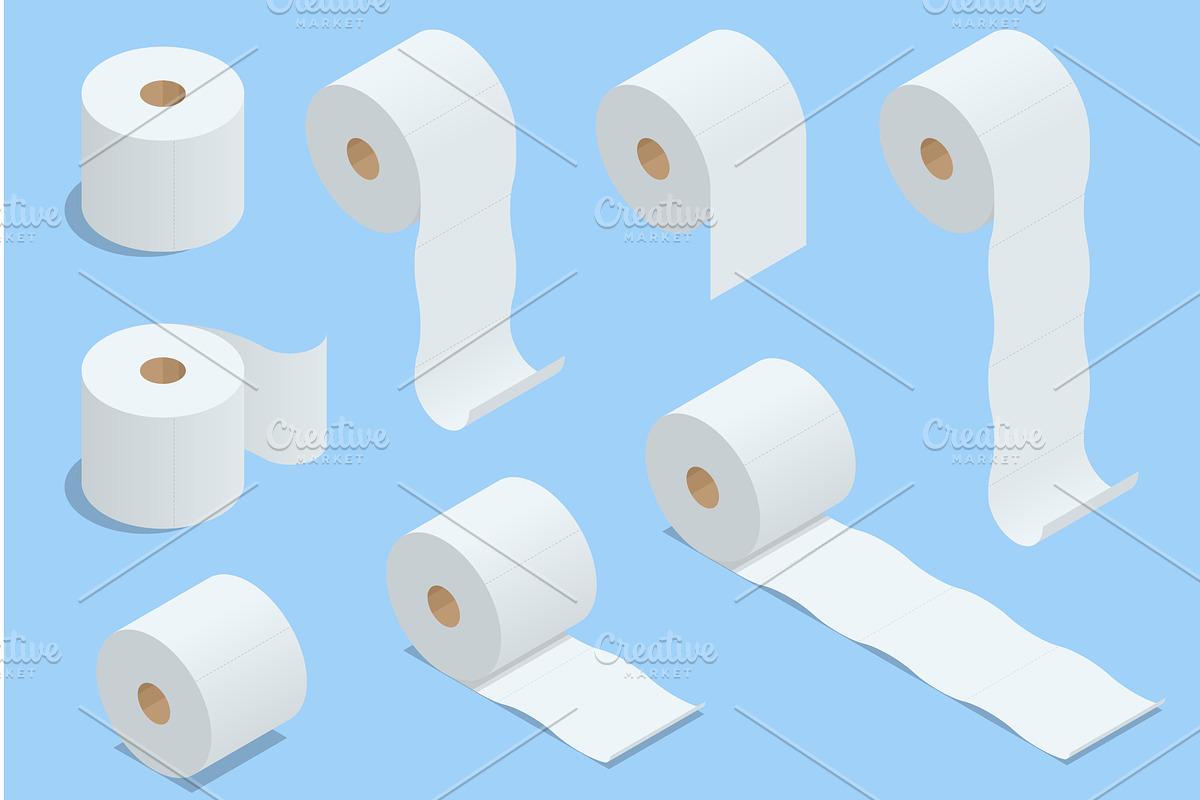 Isometric set of toilet paper rolls, an Object Illustration by Golden Sikorka