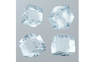Transparent ice cubes with crystal, a Food Illustration by art PVP - market