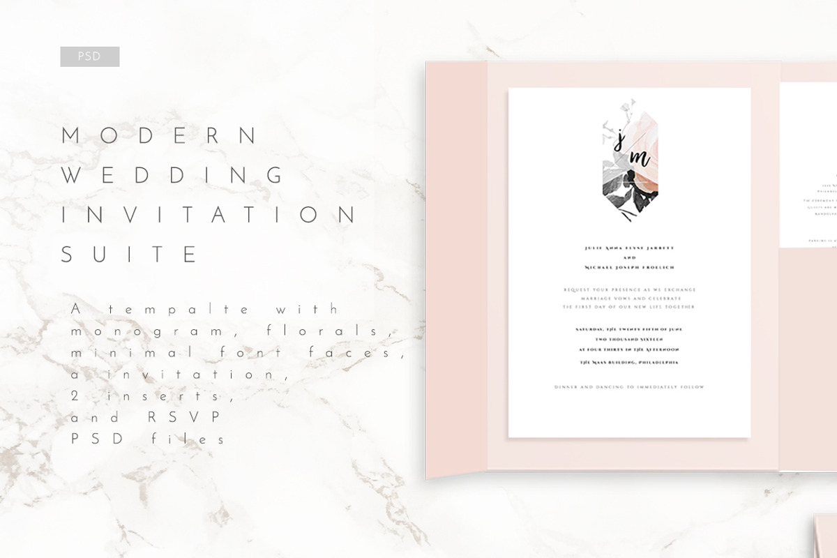 Modern Floral Wedding Invitation Kit, an Invitation Template by Aloha Philly (Photo 5 of 7)