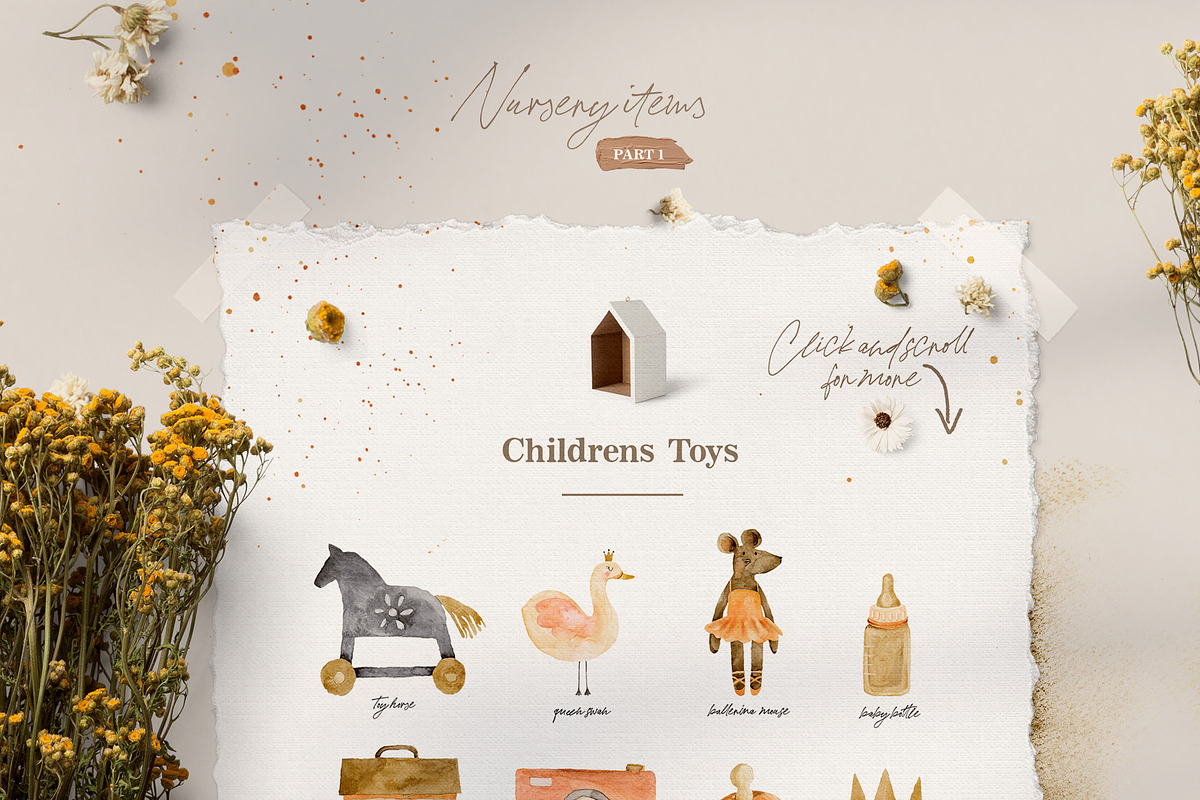 Scandi Nursery Watercolor Collection, a Texture Illustration by Creativeqube Design (Photo 3 of 18)