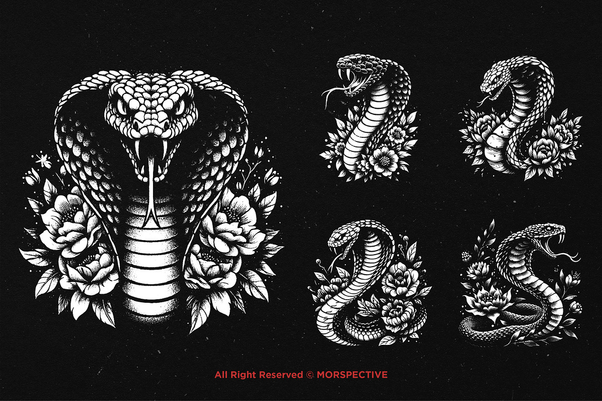 10 Bundle Dark Art Cobra Snakes, an Illustration by Morspective (Photo 3 of 7)