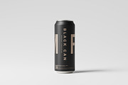Black Soda or Beer Can Mockups, a Packaging Mockup by MockupFree.Net (Thumbnail 4 of 15)
