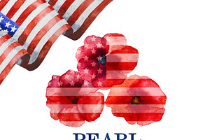 Pearl Harbor Remembrance Day. Greeting inscription. National holiday