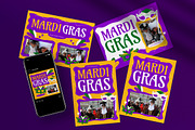 Yellow Mardi Gras Greeting Card, a Card Template by graphicook (Thumbnail 1 of 4)
