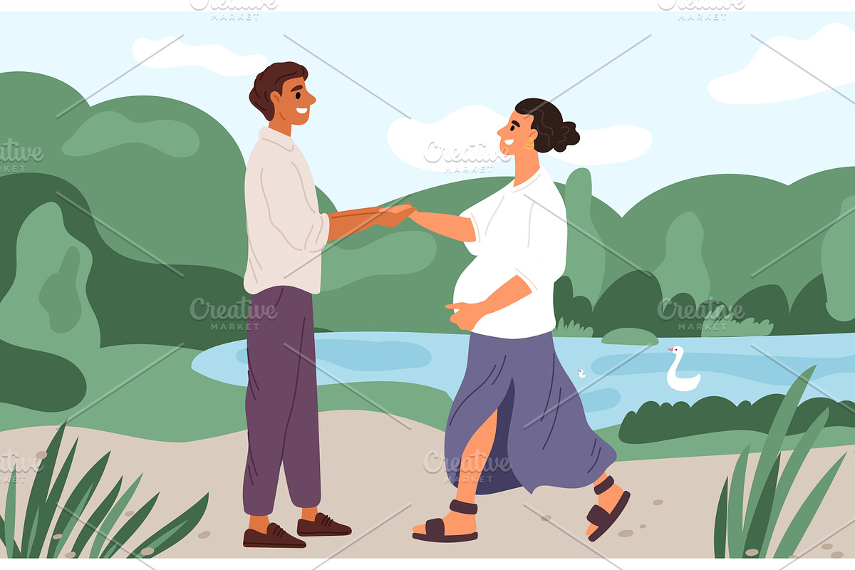 Couple in love with pregnant woman, an Illustration by Vectorbuum