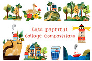 Papercut collages - Watercolor Set, a Texture Illustration by Mashamashastu (Thumbnail 9 of 17)