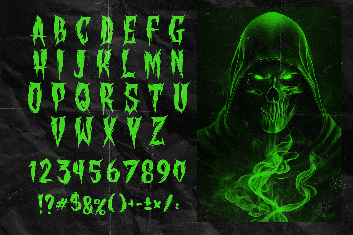 CREATORS Blackletter Metal Horror, a Blackletter Font by dansdesign (Photo 3 of 8)