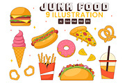 9 Delicious Junk Food Illustration, a Food Illustration by denayunebgt (Thumbnail 1 of 3)