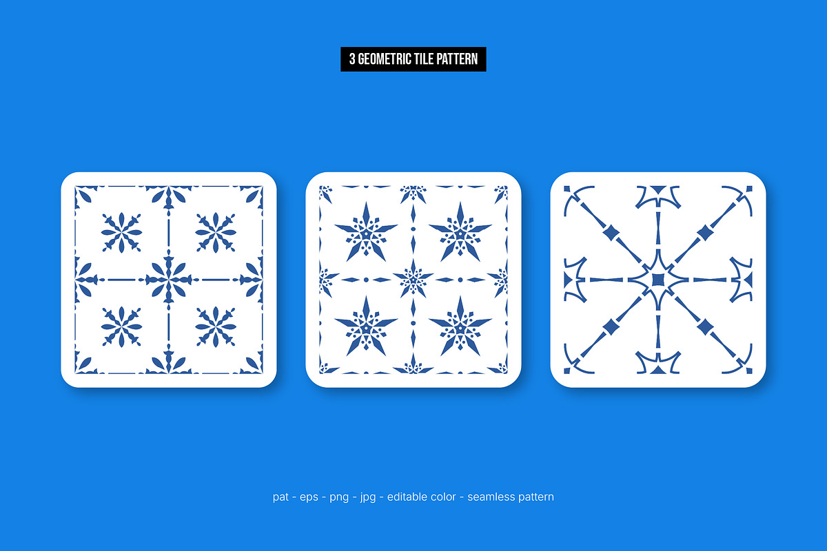 3 Geometric Tile Seamless Patterns, a Pattern Graphic by Sundaylab (Photo 1 of 2)
